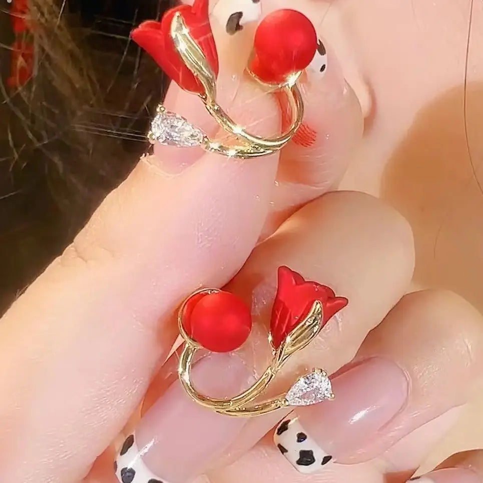 ARETES  Elegantes: ✨ Perla deTulipán 🌹